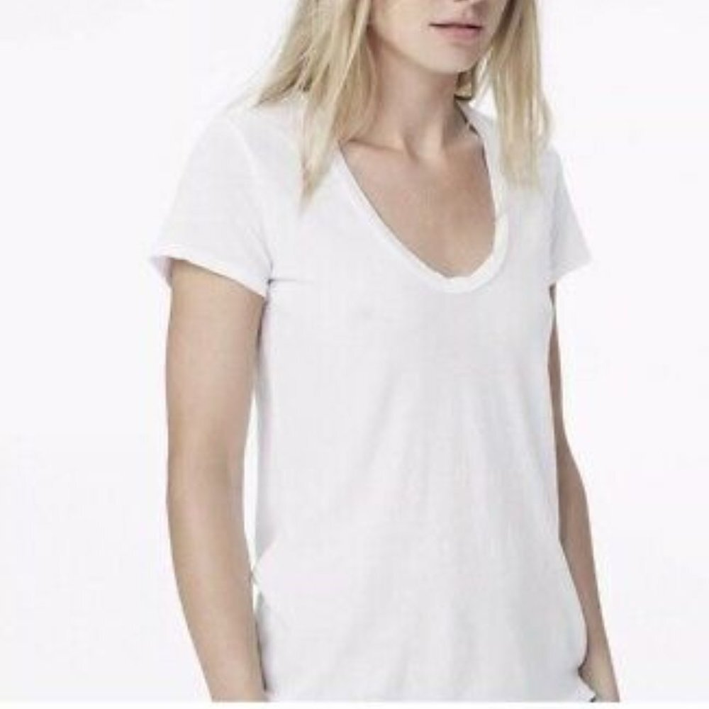James Perse Slub Knit Deep Vneck white T-shirt